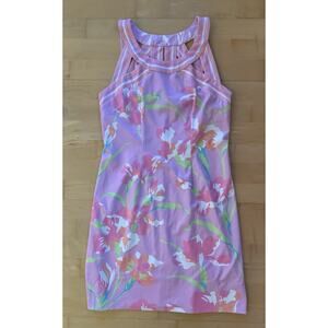 Gretchen Scott Isosceles Jersey Pink Floral Tropical Print Mini Dress M